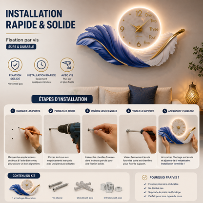 Horloge Murale LED Plume Luxe